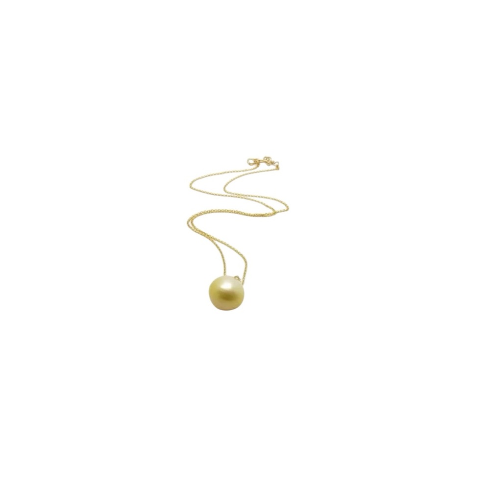 Yellow South Sea Pearl Genuine floating goldfilled necklace Handmade in Maui
